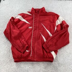Xara Vintage Red White Colorblock Nylon Windbreaker Full Zip Jacket Mens Large